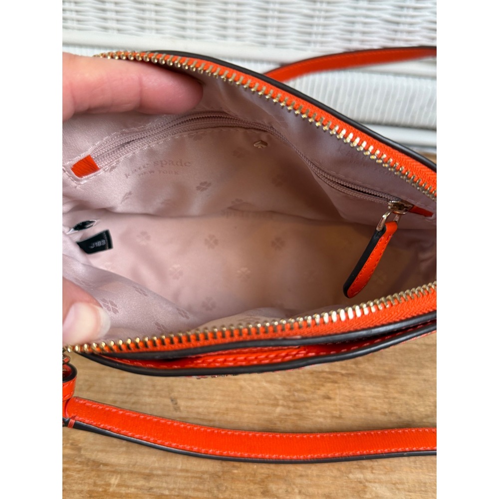 Kate Spade Orange White Striped Dome Crossbody Bag Gold Chain J183 - Picture 7 of 13